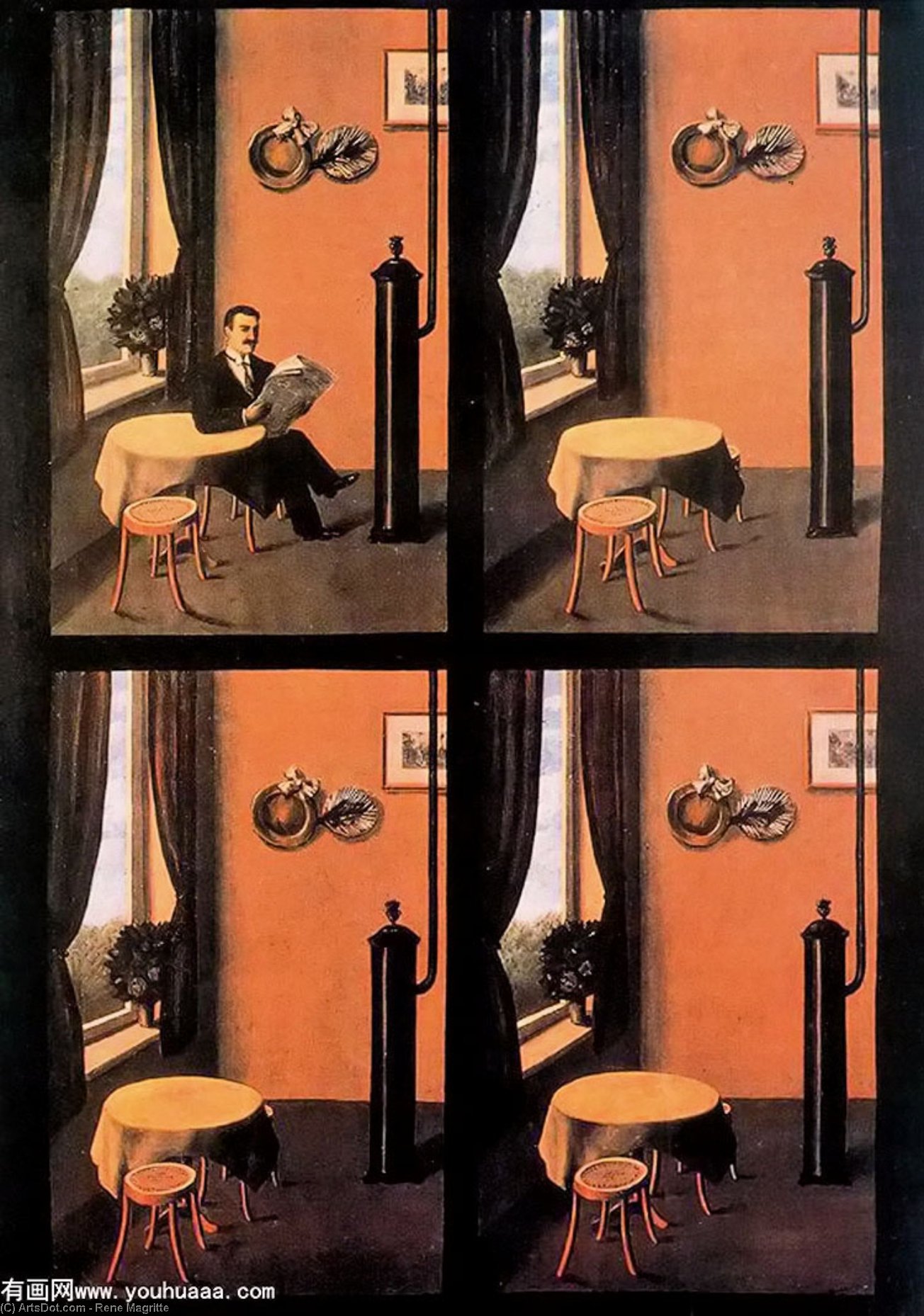 WikiOO.org - Encyclopedia of Fine Arts - Maalaus, taideteos Rene Magritte - El hombre del periódico