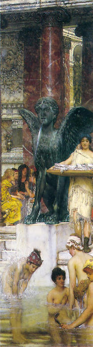 Wikoo.org - موسوعة الفنون الجميلة - اللوحة، العمل الفني Lawrence Alma-Tadema - A Bath (an Antique Custom)
