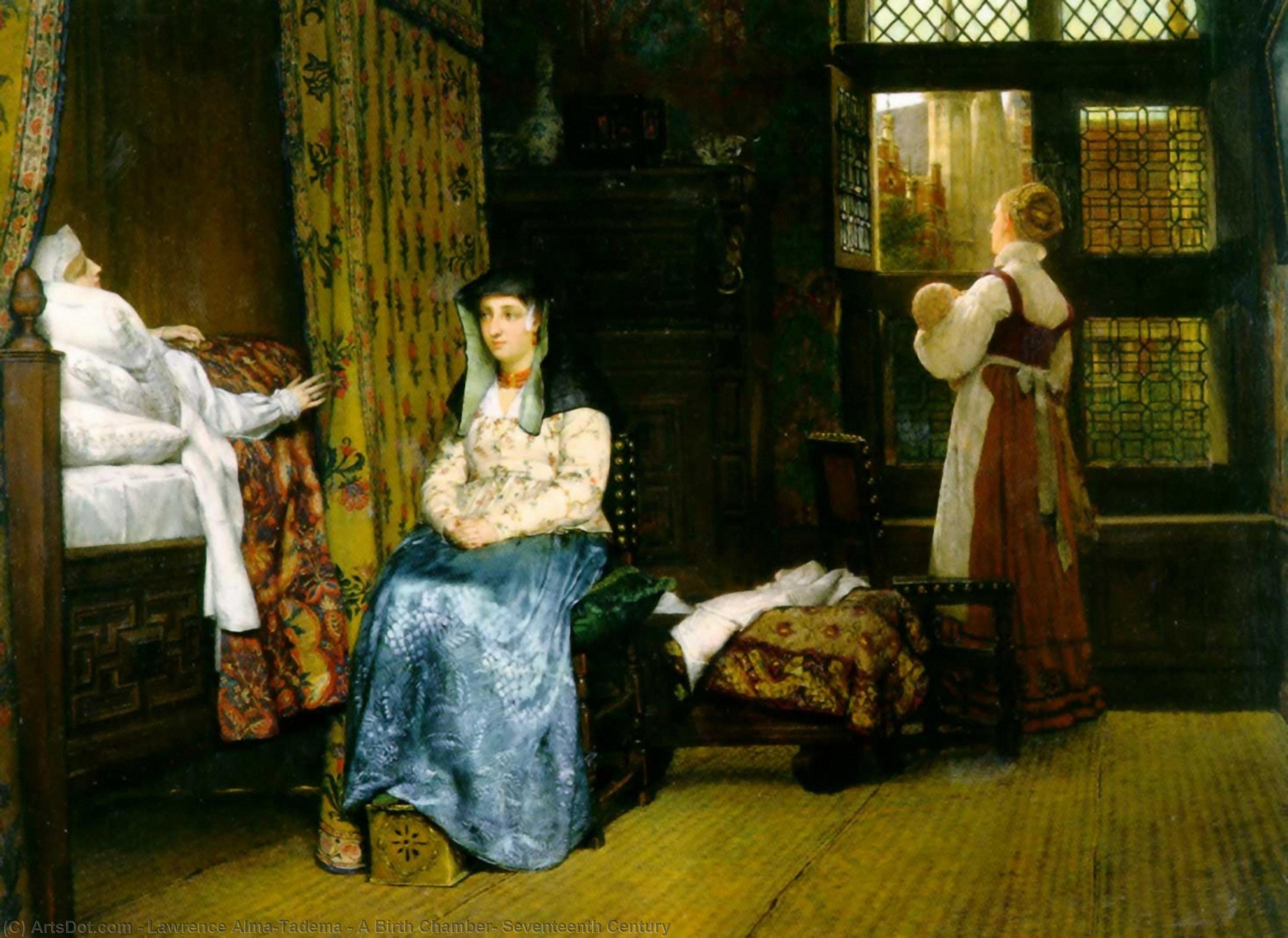 Wikioo.org - The Encyclopedia of Fine Arts - Painting, Artwork by Lawrence Alma-Tadema - A Birth Chamber, Seventeenth Century
