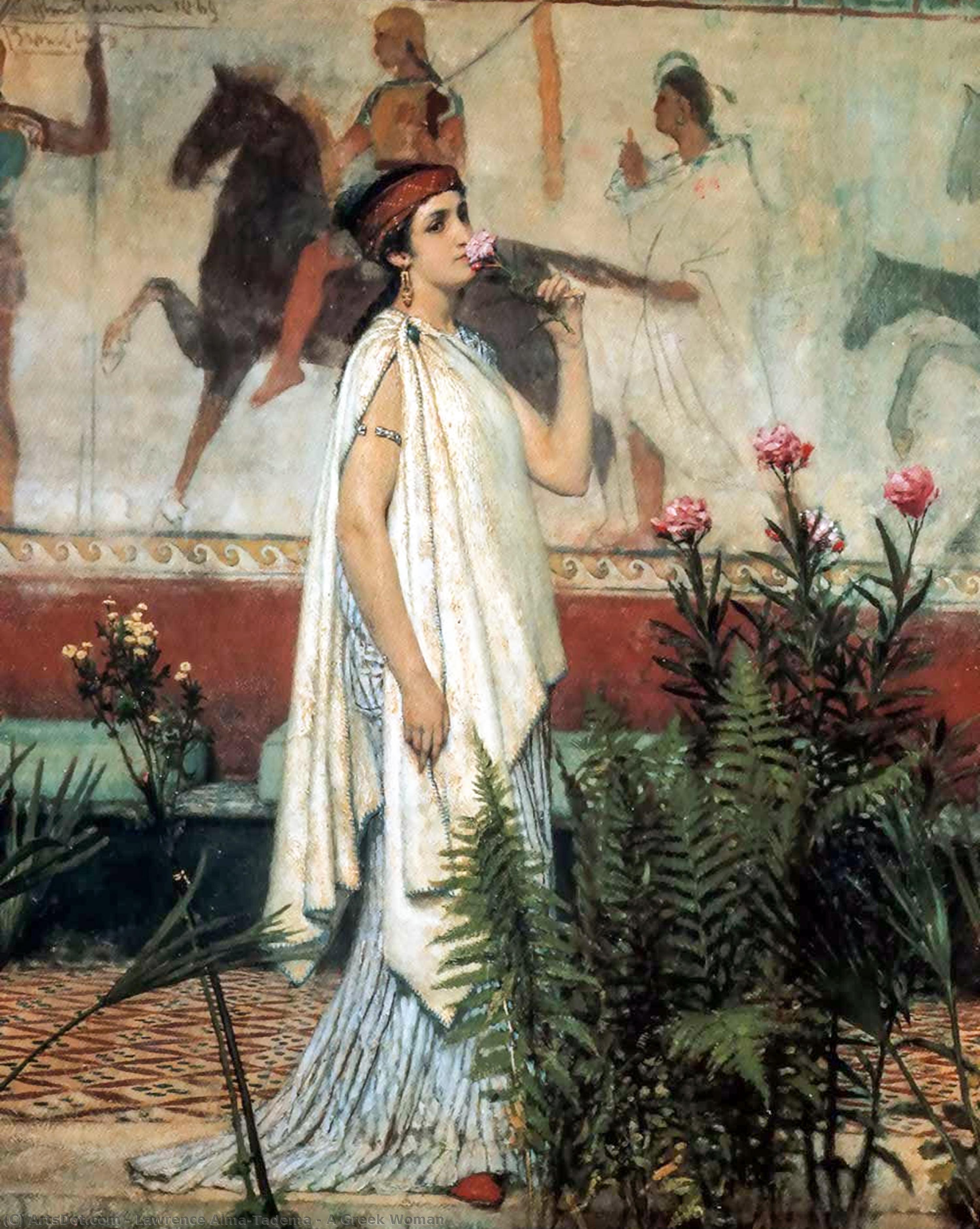 Wikioo.org - The Encyclopedia of Fine Arts - Painting, Artwork by Lawrence Alma-Tadema - A Greek Woman