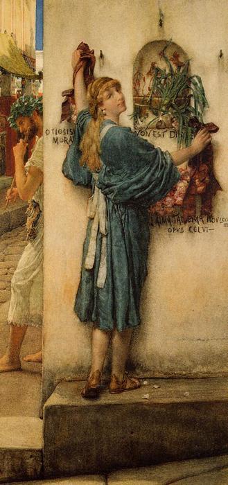 Wikioo.org - The Encyclopedia of Fine Arts - Painting, Artwork by Lawrence Alma-Tadema - A Street Altar