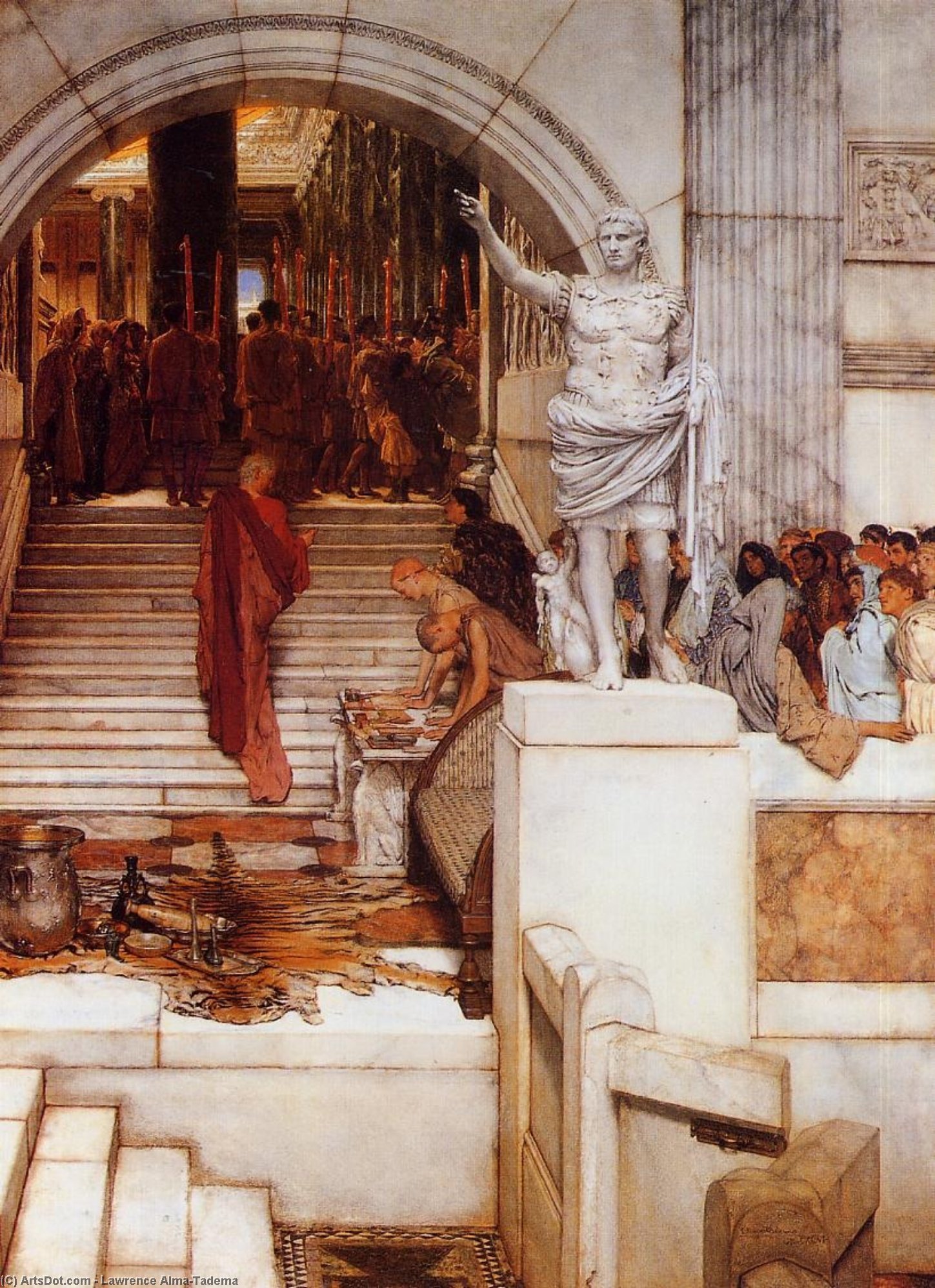 Wikoo.org - موسوعة الفنون الجميلة - اللوحة، العمل الفني Lawrence Alma-Tadema - After the Audience