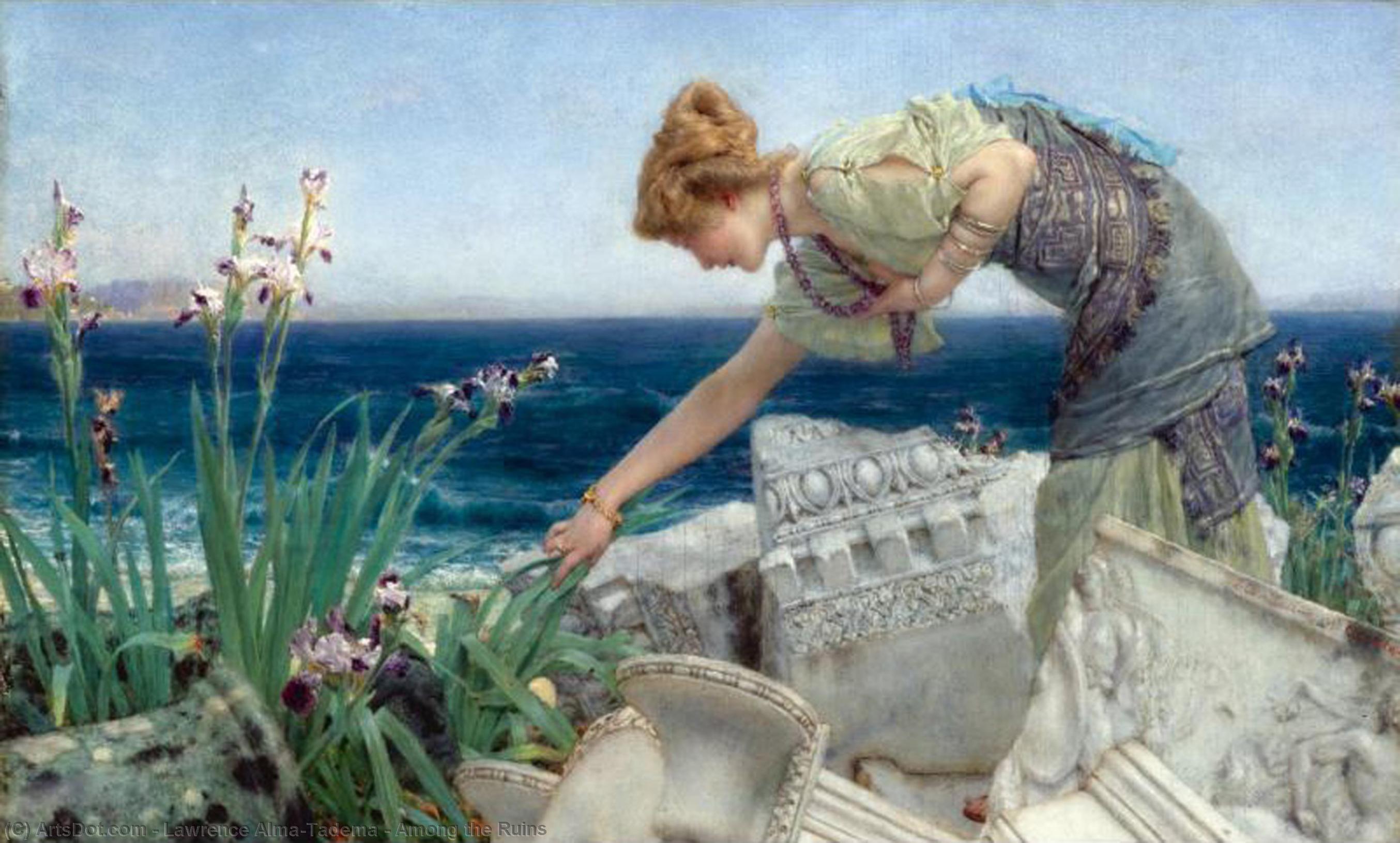 Wikioo.org - The Encyclopedia of Fine Arts - Painting, Artwork by Lawrence Alma-Tadema - Among the Ruins