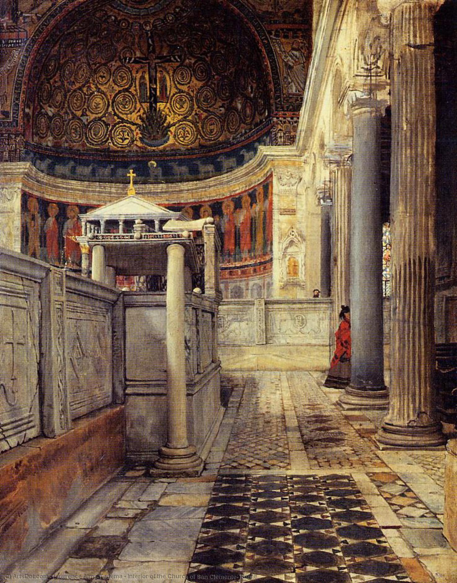 Wikioo.org – L'Encyclopédie des Beaux Arts - Peinture, Oeuvre de Lawrence Alma-Tadema - Intérieur de Église de san clemente , Rome