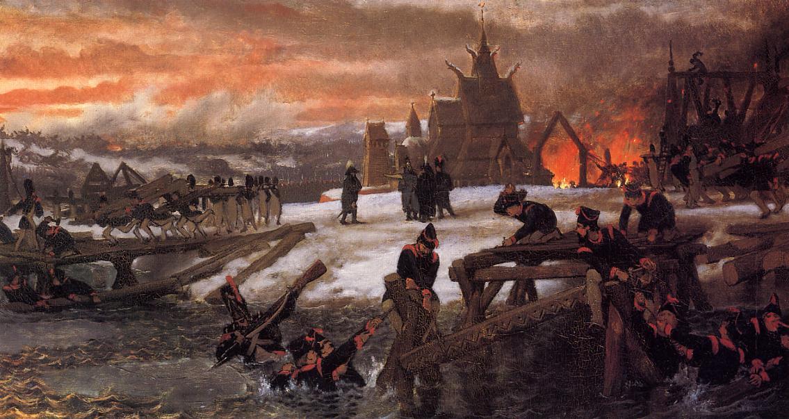 WikiOO.org - Encyclopedia of Fine Arts - Schilderen, Artwork Lawrence Alma-Tadema - The Crossing of the River Berizina - 1812