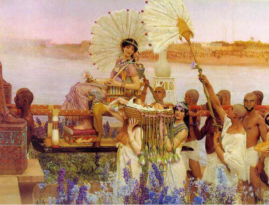 Wikioo.org - The Encyclopedia of Fine Arts - Painting, Artwork by Lawrence Alma-Tadema - The Finding of Moses 1