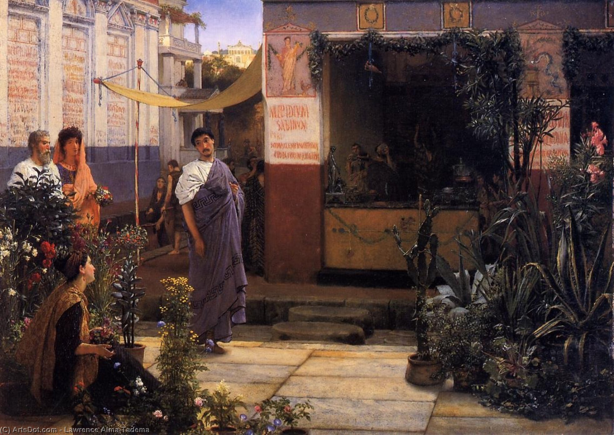 Wikioo.org - The Encyclopedia of Fine Arts - Painting, Artwork by Lawrence Alma-Tadema - The Flower Market
