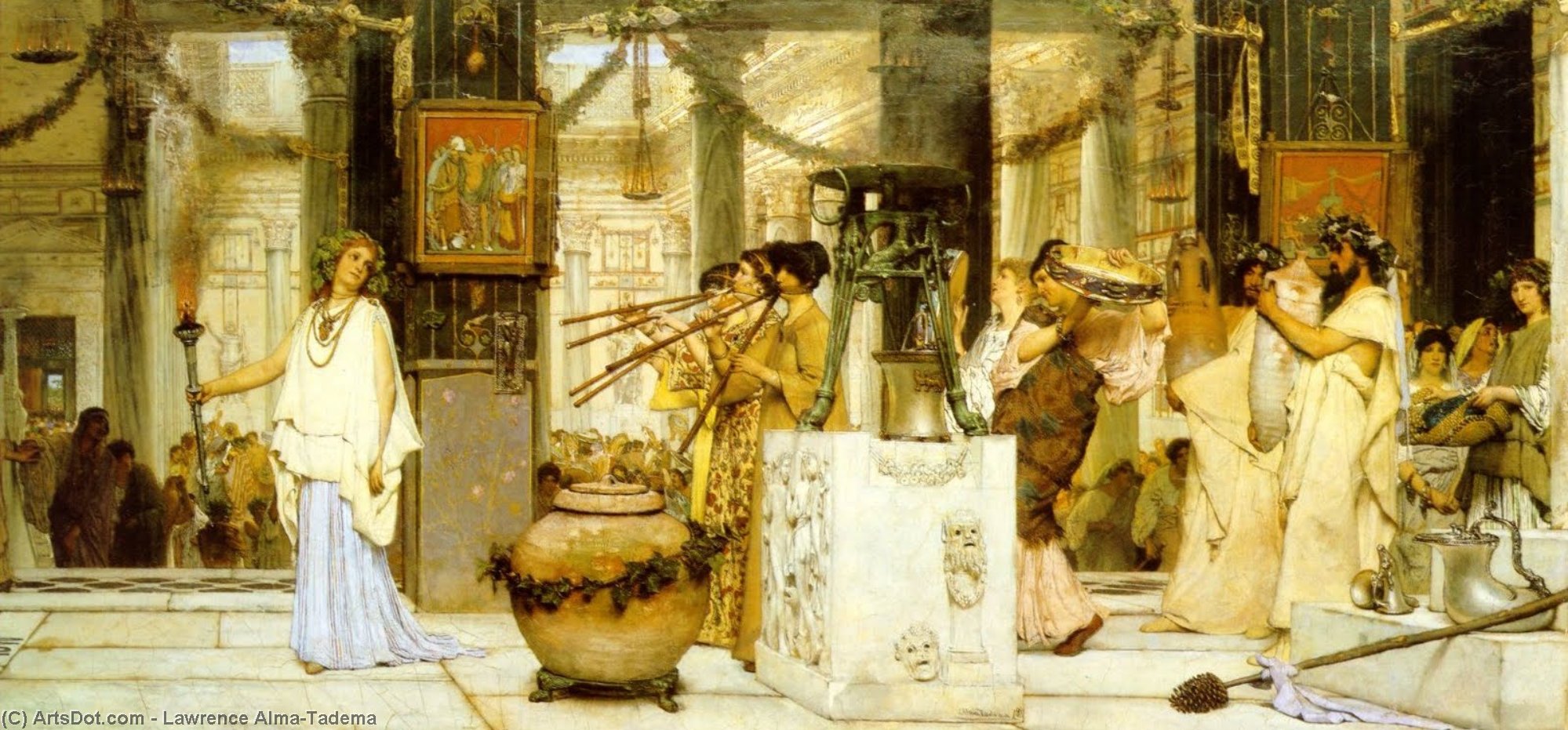Wikoo.org - موسوعة الفنون الجميلة - اللوحة، العمل الفني Lawrence Alma-Tadema - The Vintage Festival