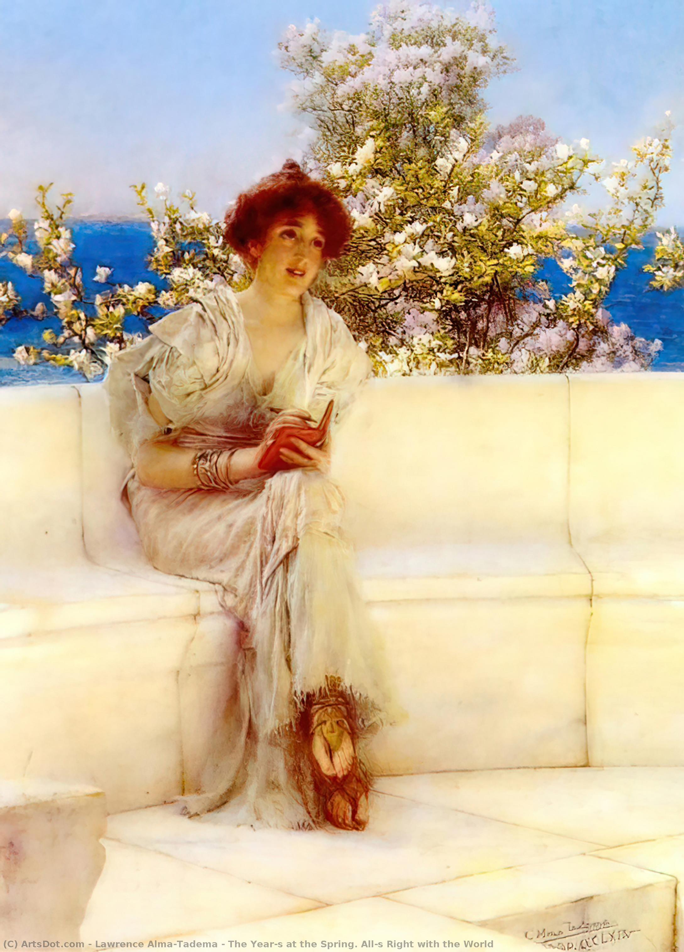 Wikioo.org - The Encyclopedia of Fine Arts - Painting, Artwork by Lawrence Alma-Tadema - The Year's at the Spring. All's Right with the World
