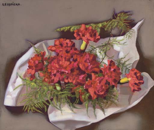 WikiOO.org - Енциклопедия за изящни изкуства - Живопис, Произведения на изкуството Tamara De Lempicka - Le bouquet d'oeillets