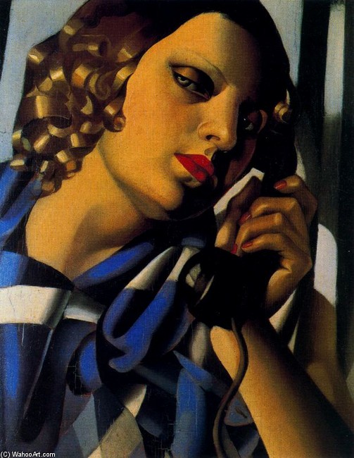 WikiOO.org - Encyclopedia of Fine Arts - Schilderen, Artwork Tamara De Lempicka - Le téléphone