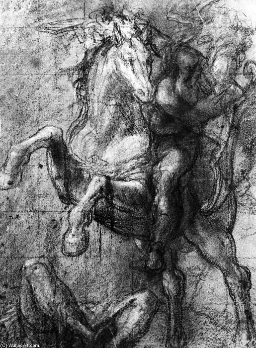 WikiOO.org – 美術百科全書 - 繪畫，作品 Tiziano Vecellio (Titian) - 骑士在一个堕落的对手
