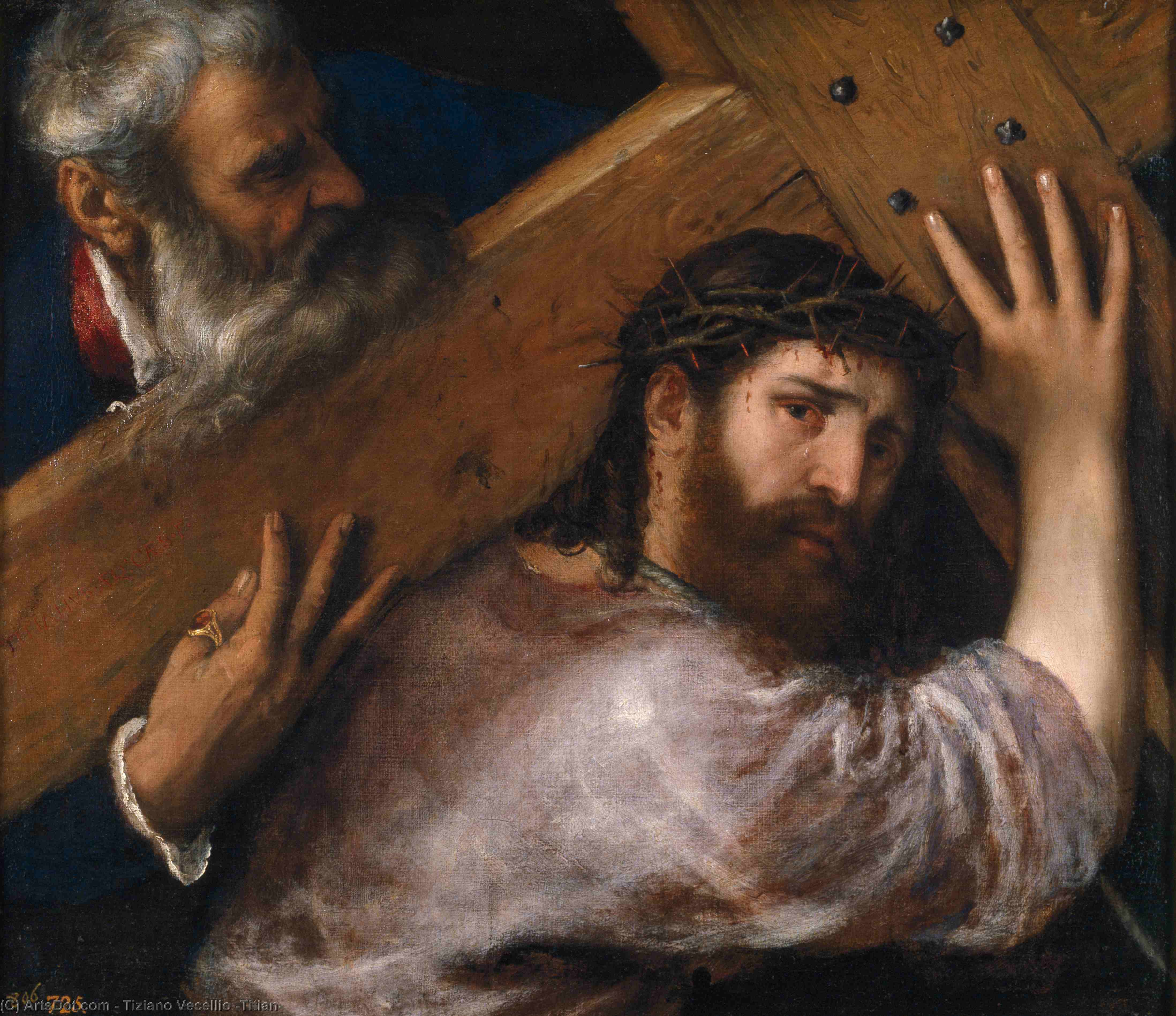 Wikioo.org - The Encyclopedia of Fine Arts - Painting, Artwork by Tiziano Vecellio (Titian) - Christ and the Good Thief