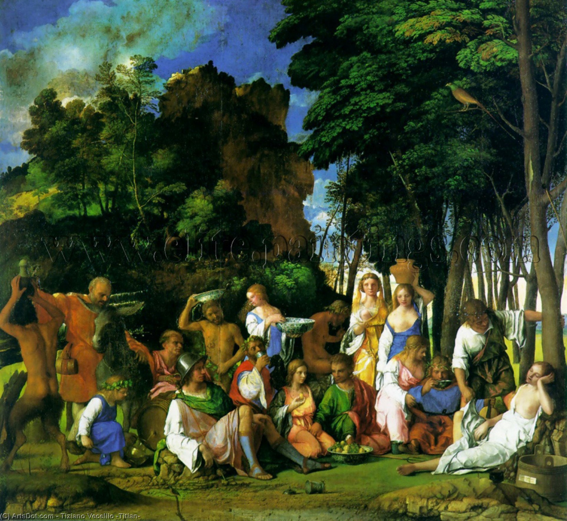 WikiOO.org - 百科事典 - 絵画、アートワーク Tiziano Vecellio (Titian) - の饗宴 ザー  神々