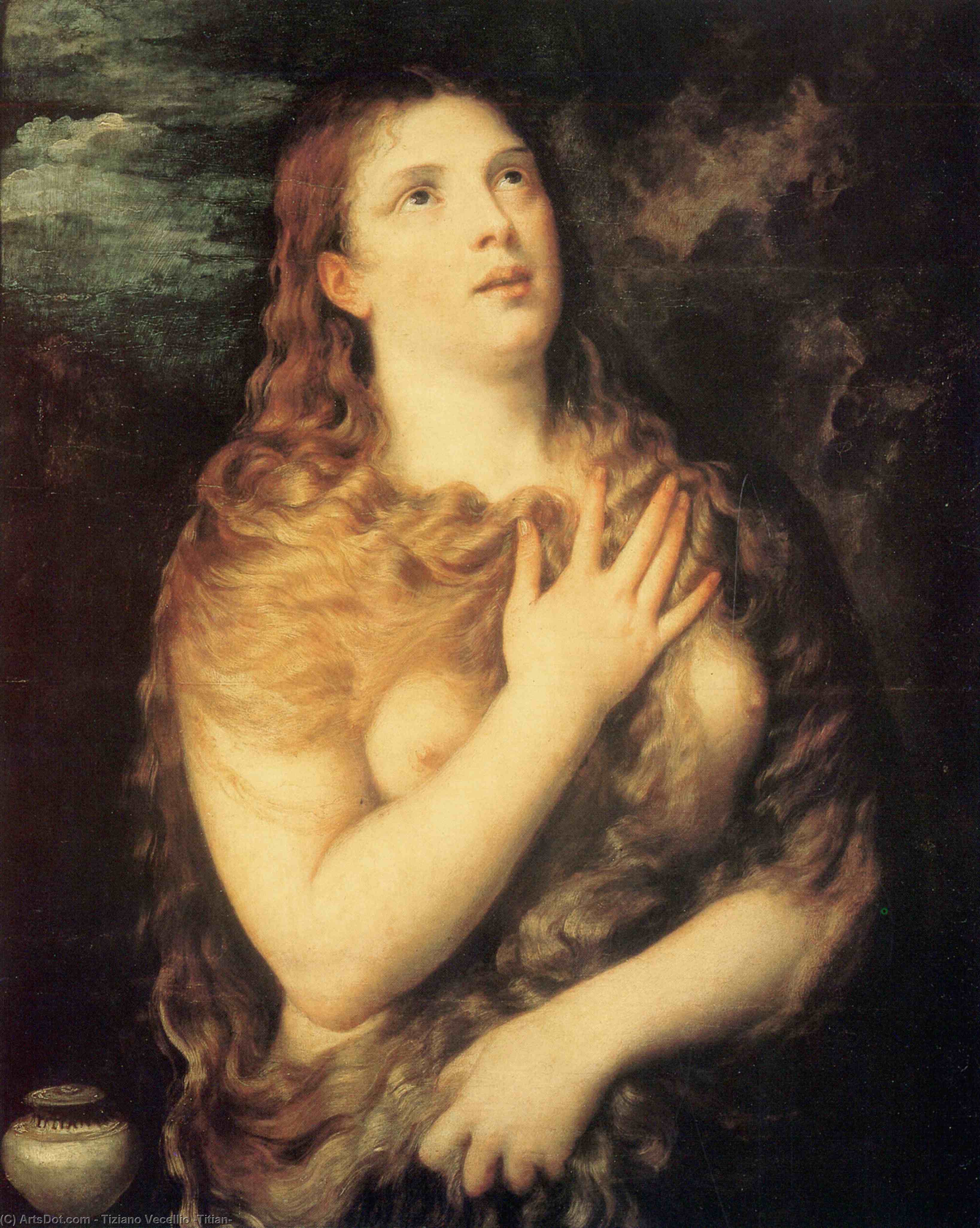 WikiOO.org - 百科事典 - 絵画、アートワーク Tiziano Vecellio (Titian) - メアリーマグダレン後悔