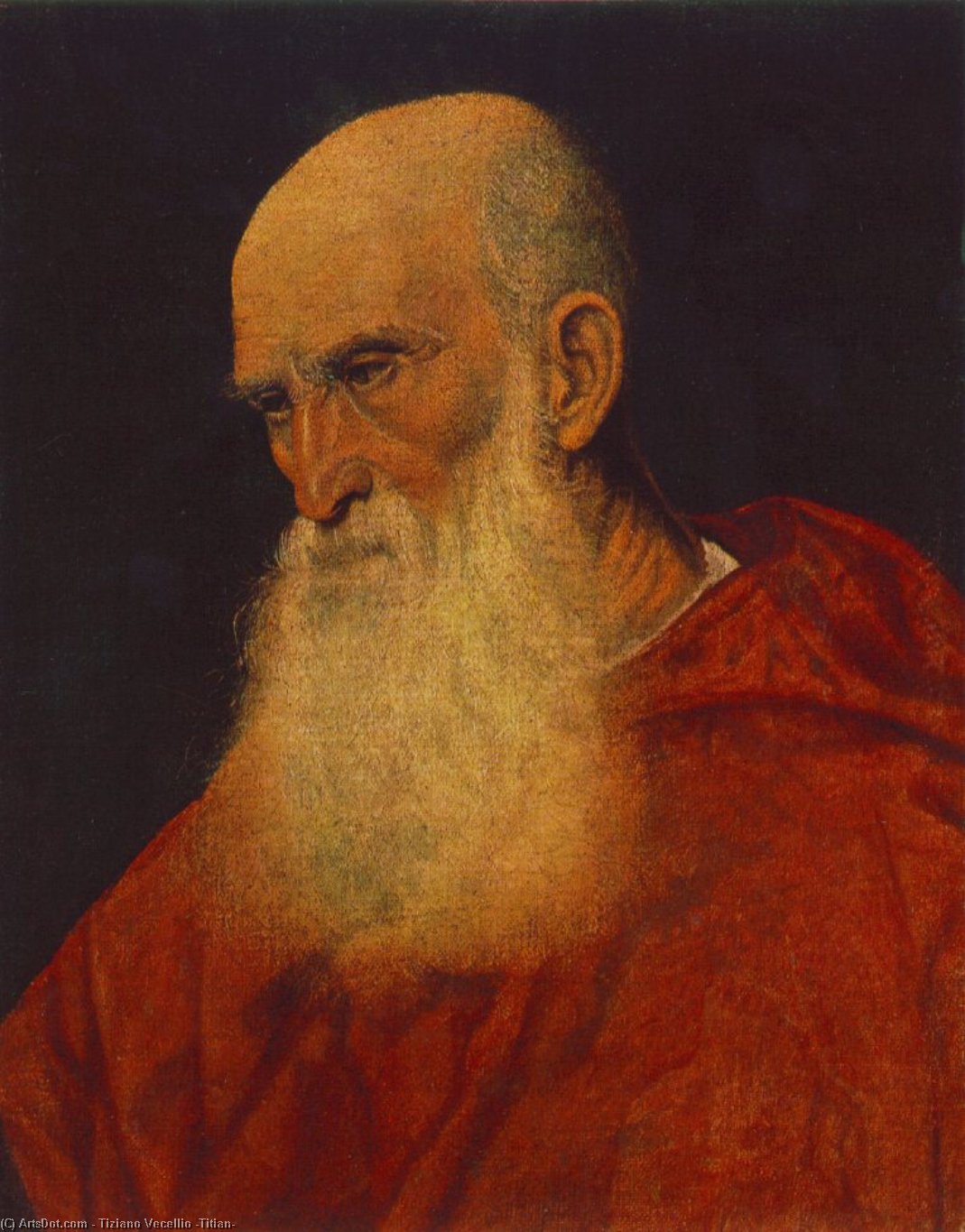 WikiOO.org – 美術百科全書 - 繪畫，作品 Tiziano Vecellio (Titian) - 肖像，一个老人（彼得本博红衣主教）