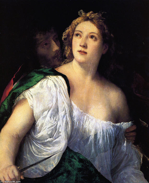 Wikioo.org – La Enciclopedia de las Bellas Artes - Pintura, Obras de arte de Tiziano Vecellio (Titian) - El suicidio de Lucrecia