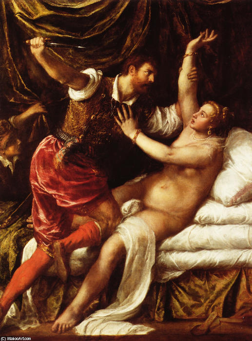 WikiOO.org - Encyclopedia of Fine Arts - Maalaus, taideteos Tiziano Vecellio (Titian) - Tarquin and Lucretia 1