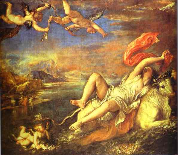 WikiOO.org - 百科事典 - 絵画、アートワーク Tiziano Vecellio (Titian) - ヨーロッパのレイプ