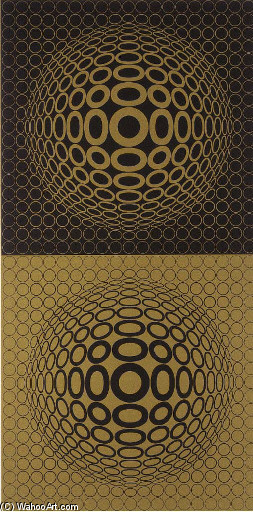 Wikioo.org - The Encyclopedia of Fine Arts - Painting, Artwork by Victor Vasarely - Double Sphere
