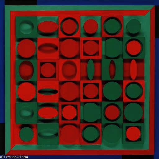 Wikioo.org - The Encyclopedia of Fine Arts - Painting, Artwork by Victor Vasarely - E-Vert-Rouge