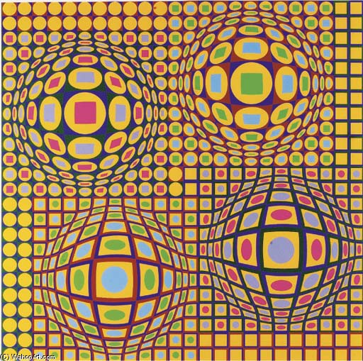 Wikioo.org - The Encyclopedia of Fine Arts - Painting, Artwork by Victor Vasarely - Four Spheres