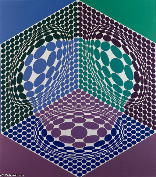 Wikioo.org - The Encyclopedia of Fine Arts - Painting, Artwork by Victor Vasarely - HEXA-Tri-D