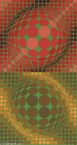 Wikioo.org - The Encyclopedia of Fine Arts - Painting, Artwork by Victor Vasarely - Hiouz II