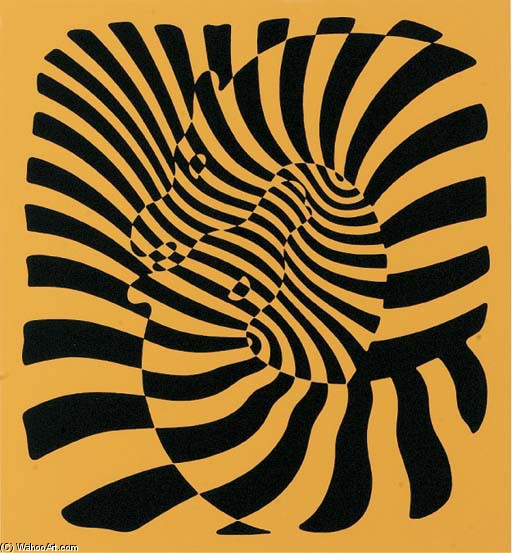 WikiOO.org - Енциклопедия за изящни изкуства - Живопис, Произведения на изкуството Victor Vasarely - Zebra Couple (orange)