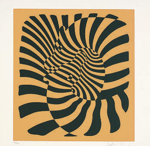 Wikoo.org - موسوعة الفنون الجميلة - اللوحة، العمل الفني Victor Vasarely - Zebras (orange)