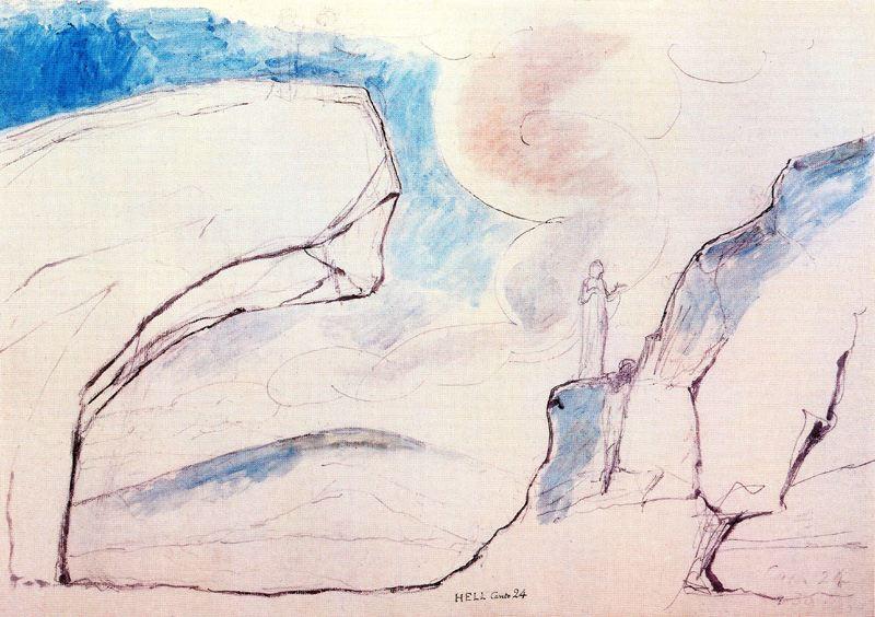 WikiOO.org - Encyclopedia of Fine Arts - Lukisan, Artwork William Blake - Continuación del ascenso entre las rocas