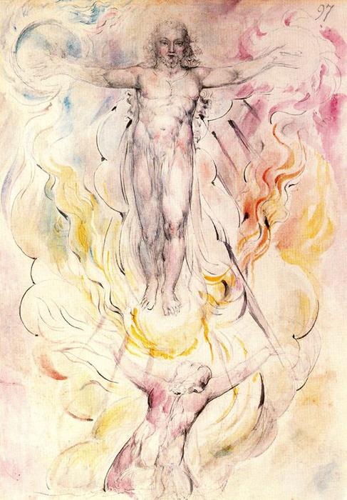 Wikioo.org – La Enciclopedia de las Bellas Artes - Pintura, Obras de arte de William Blake - Dante adorar a Cristo