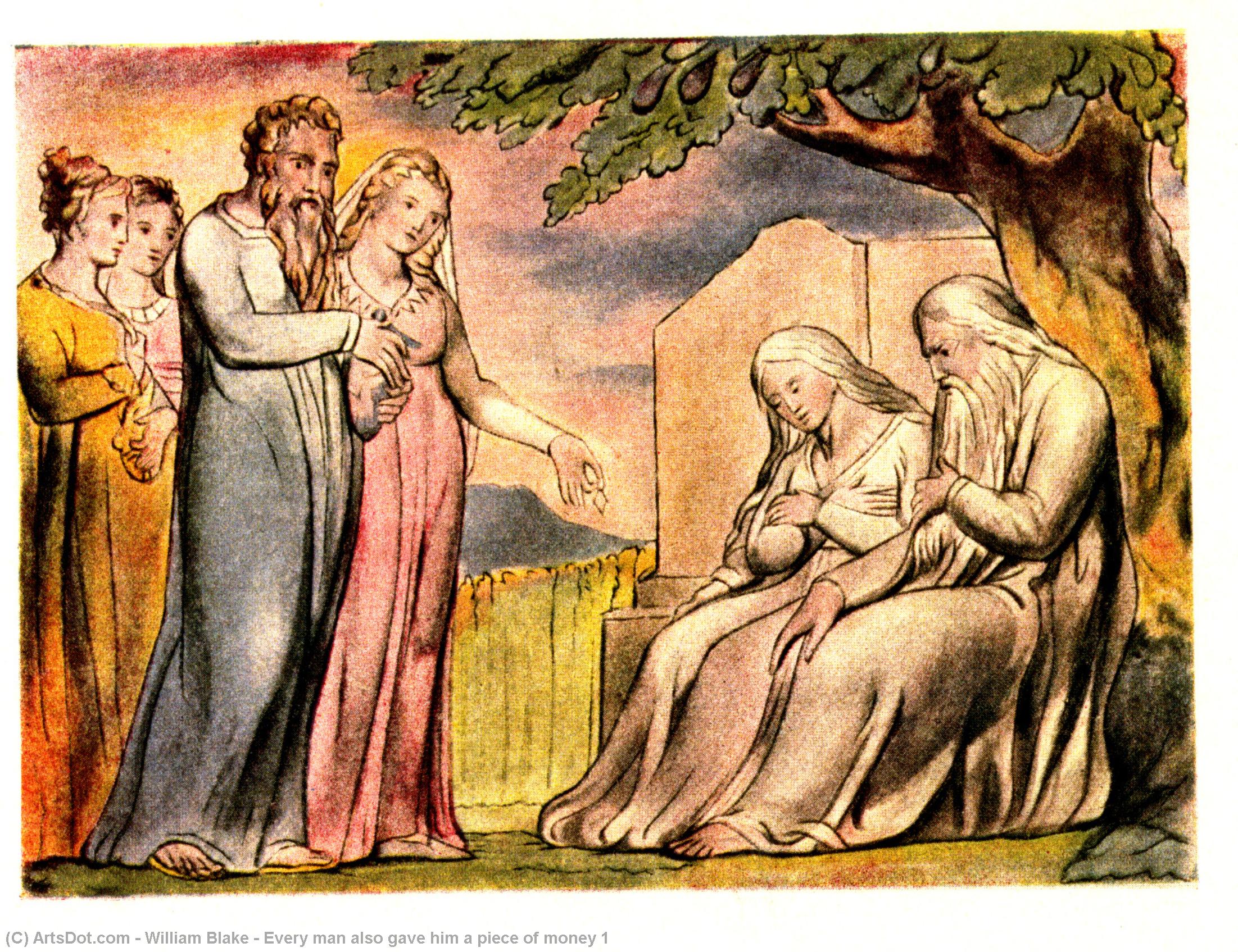 Wikioo.org - The Encyclopedia of Fine Arts - Painting, Artwork by William Blake - Every man also gave him a piece of money 1