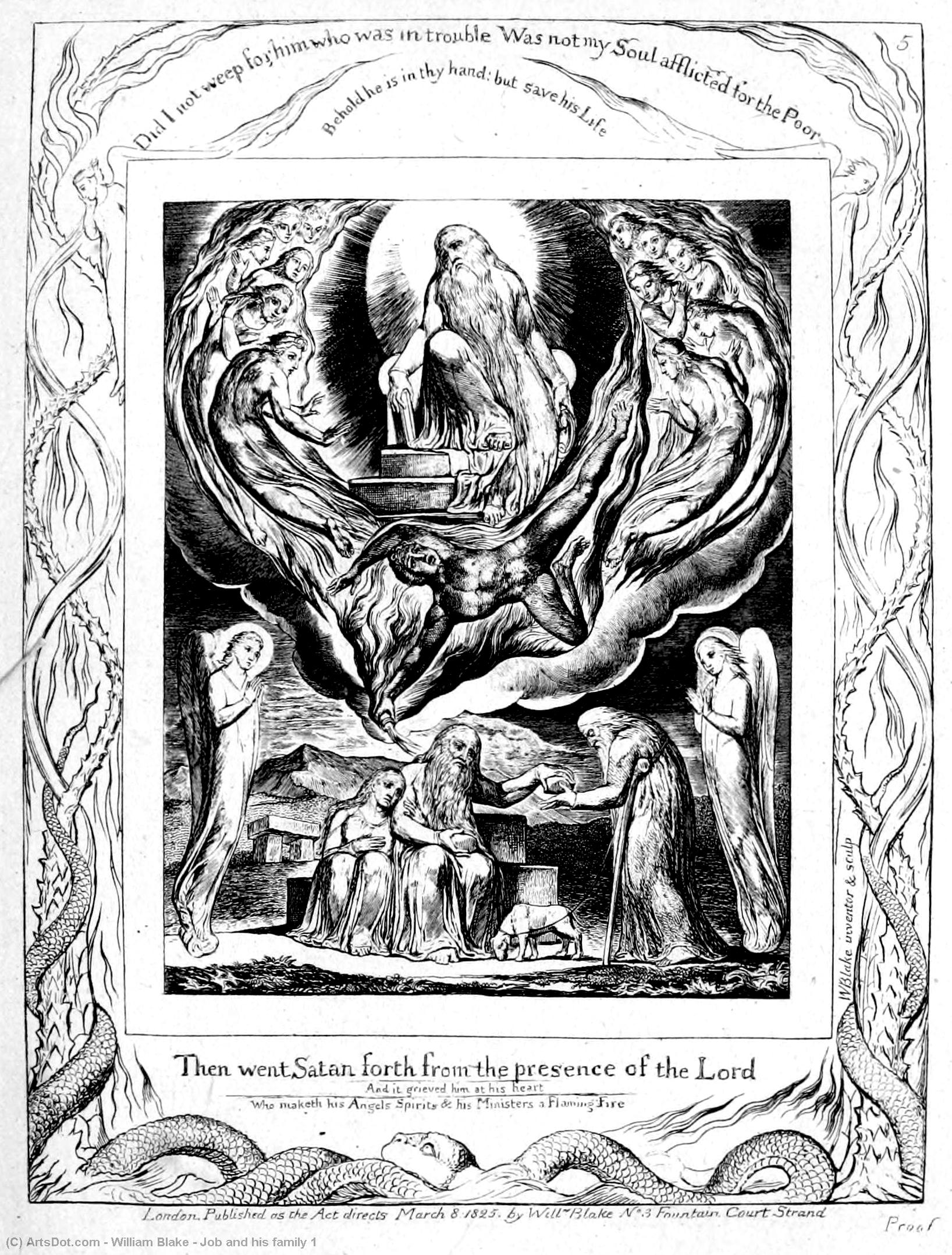 Wikioo.org - The Encyclopedia of Fine Arts - Painting, Artwork by William Blake - Job and his family 1