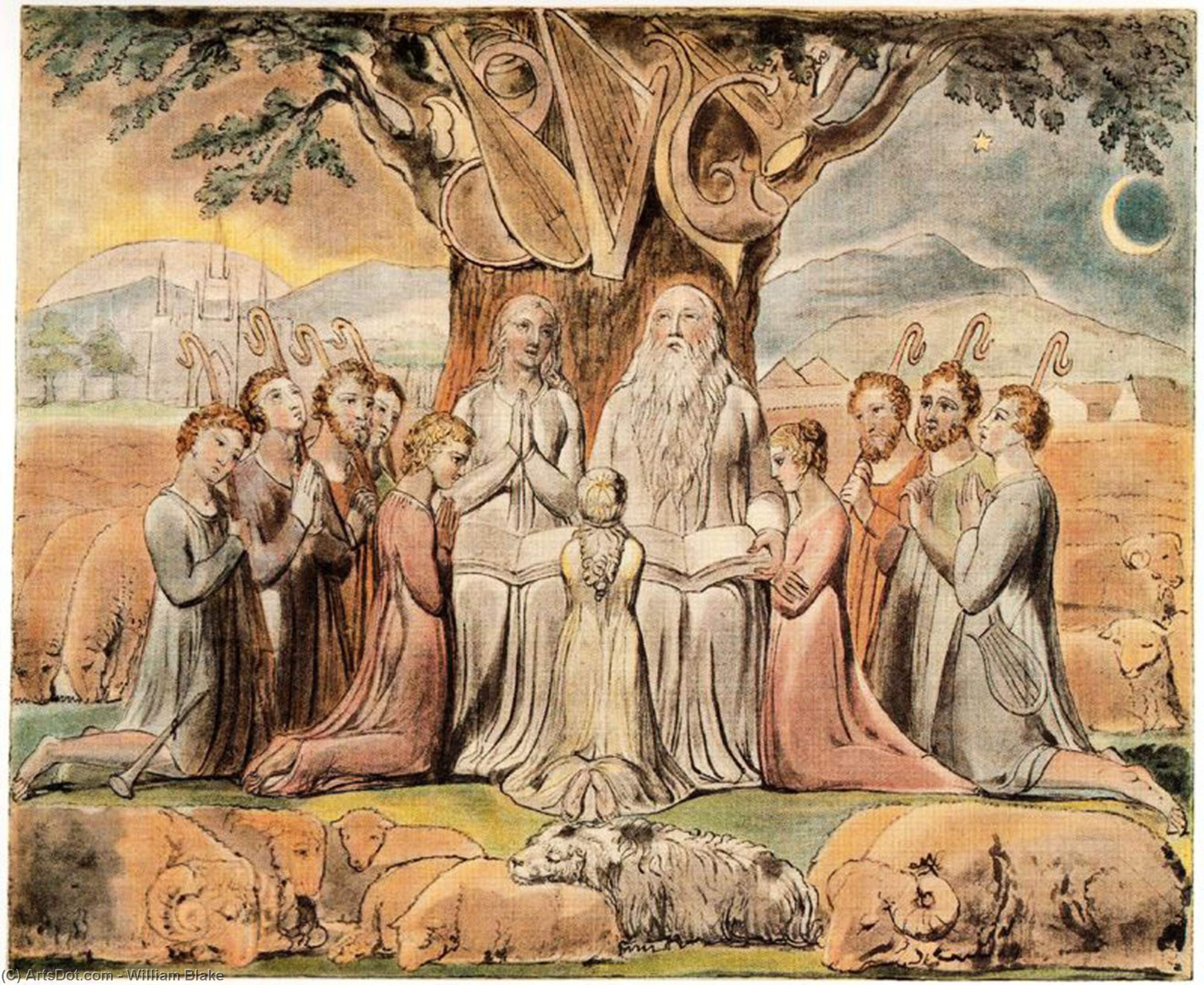 Wikioo.org - The Encyclopedia of Fine Arts - Painting, Artwork by William Blake - Job and his family