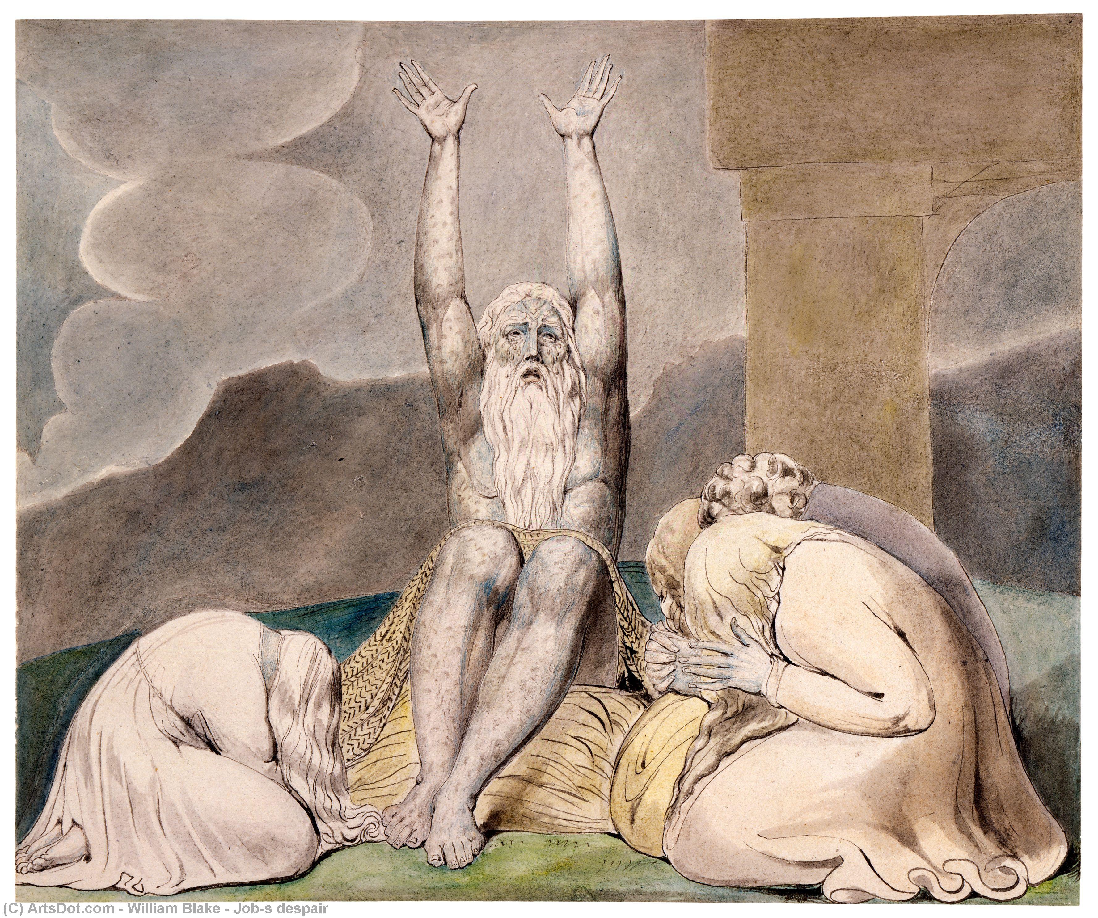 Wikioo.org - The Encyclopedia of Fine Arts - Painting, Artwork by William Blake - Job´s despair