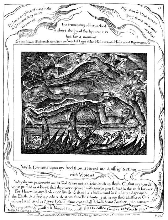 WikiOO.org - Encyclopedia of Fine Arts - Schilderen, Artwork William Blake - Job´s evil dreams 2