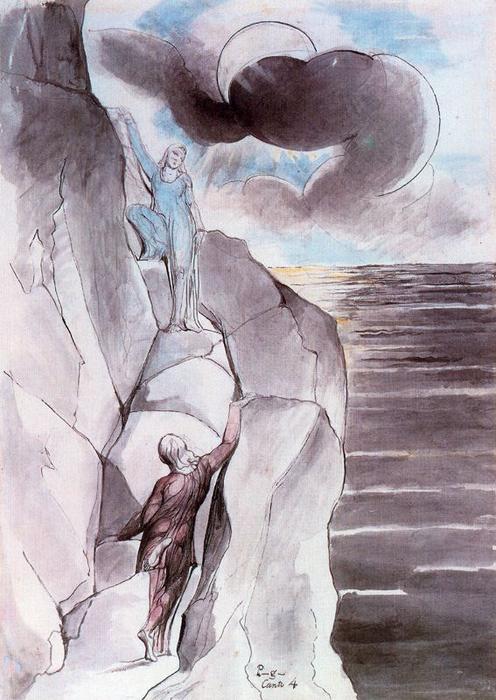 WikiOO.org - Encyclopedia of Fine Arts - Målning, konstverk William Blake - La Ascensión al purgatorio