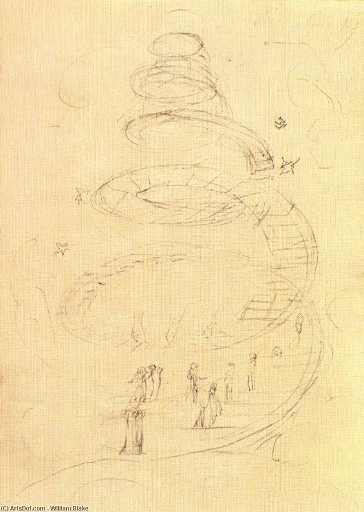 WikiOO.org - Encyclopedia of Fine Arts - Målning, konstverk William Blake - La escalera de caracol