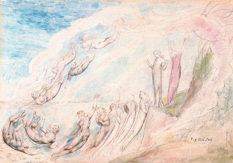 Wikioo.org – La Enciclopedia de las Bellas Artes - Pintura, Obras de arte de William Blake - Las almas de aquellos que se han arrepentido solo en el umbral de la muerte