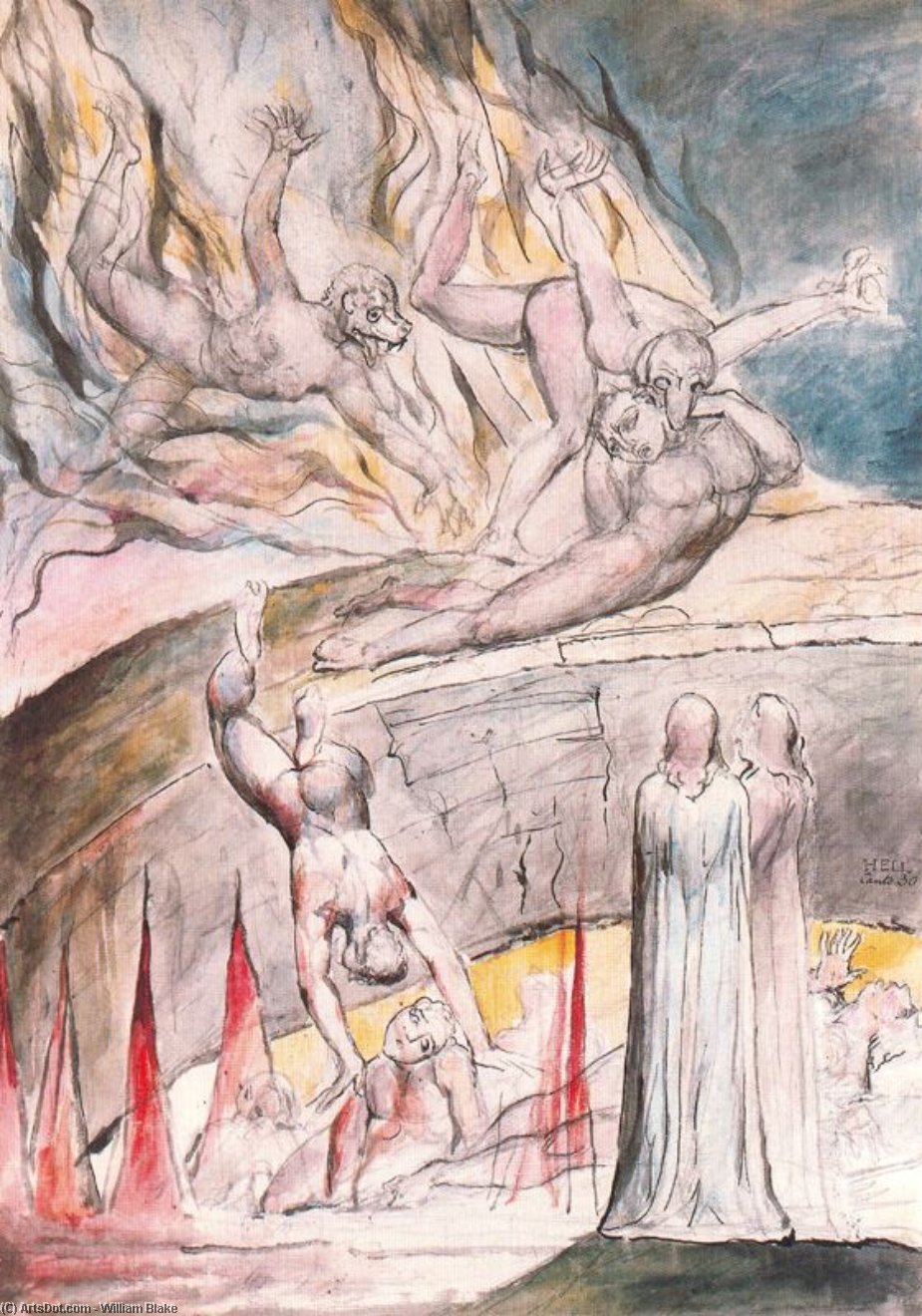 WikiOO.org - Енциклопедія образотворчого мистецтва - Живопис, Картини
 William Blake - Los simuladores. Gianni Schichi y Mirra
