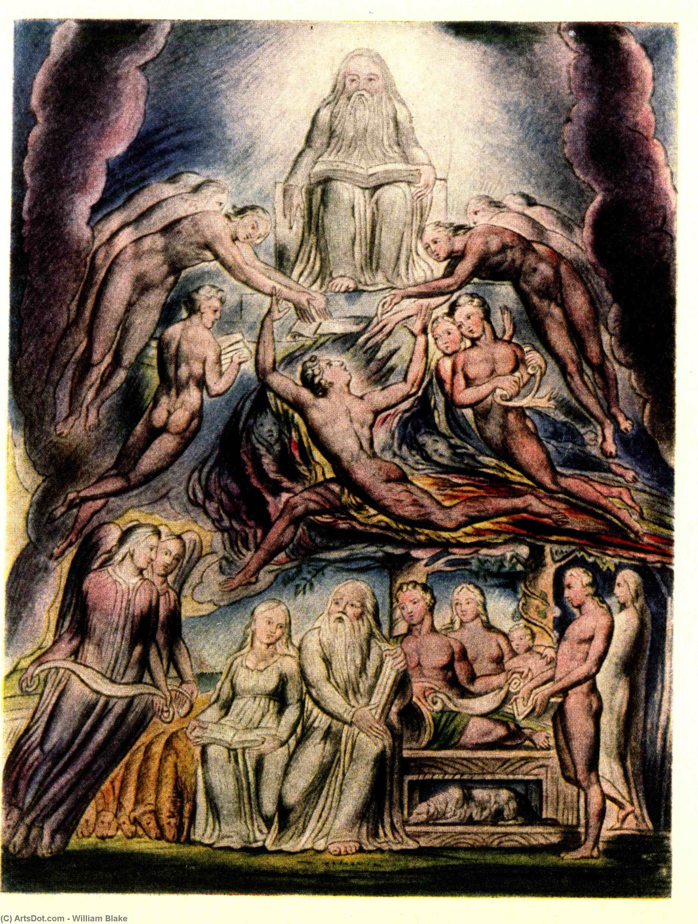 Wikioo.org - The Encyclopedia of Fine Arts - Painting, Artwork by William Blake - Satan before the throne of God