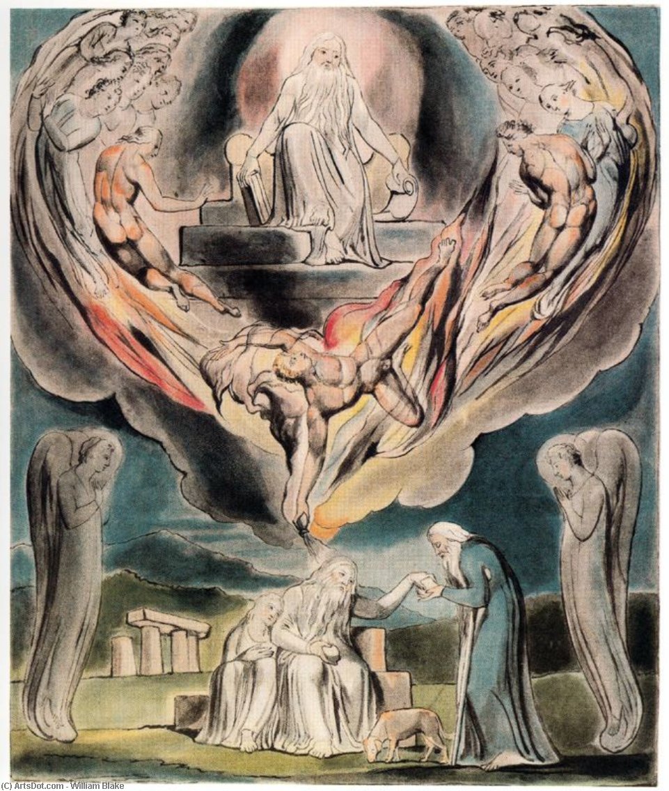 Wikioo.org - สารานุกรมวิจิตรศิลป์ - จิตรกรรม William Blake - Satan going forth from the presence of the Lord 1