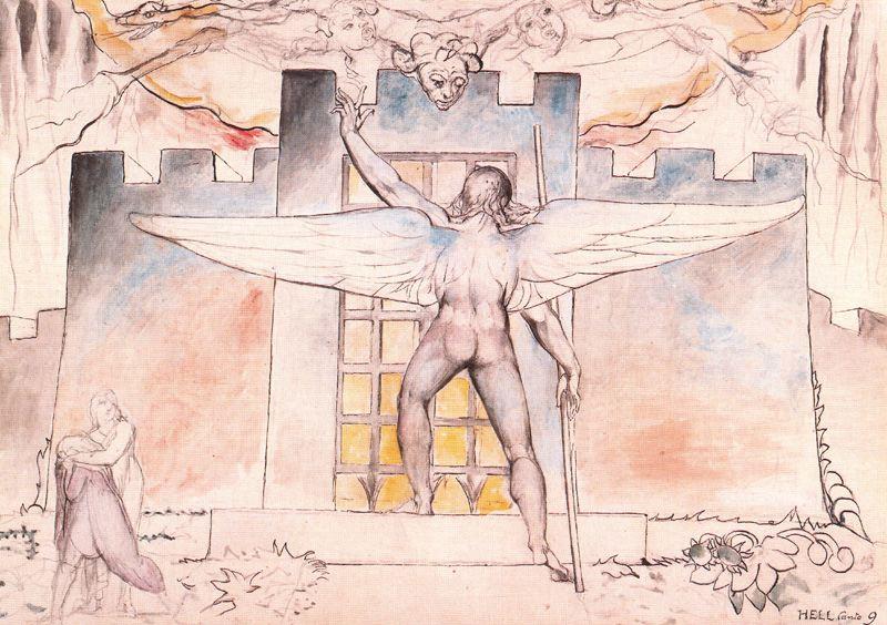 WikiOO.org - אנציקלופדיה לאמנויות יפות - ציור, יצירות אמנות William Blake - The Angel at the gate of Dis