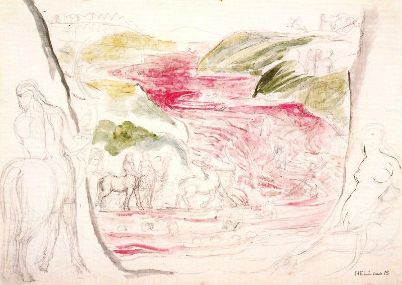 WikiOO.org - Enciclopedia of Fine Arts - Pictura, lucrări de artă William Blake - The centaurs and the River of Blood