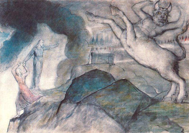 Wikioo.org – La Enciclopedia de las Bellas Artes - Pintura, Obras de arte de William Blake - El Minotauro