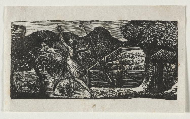WikiOO.org - אנציקלופדיה לאמנויות יפות - ציור, יצירות אמנות William Blake - The Pastorals of Virgil, Eclogue I. The Shepherd chases away a wolf