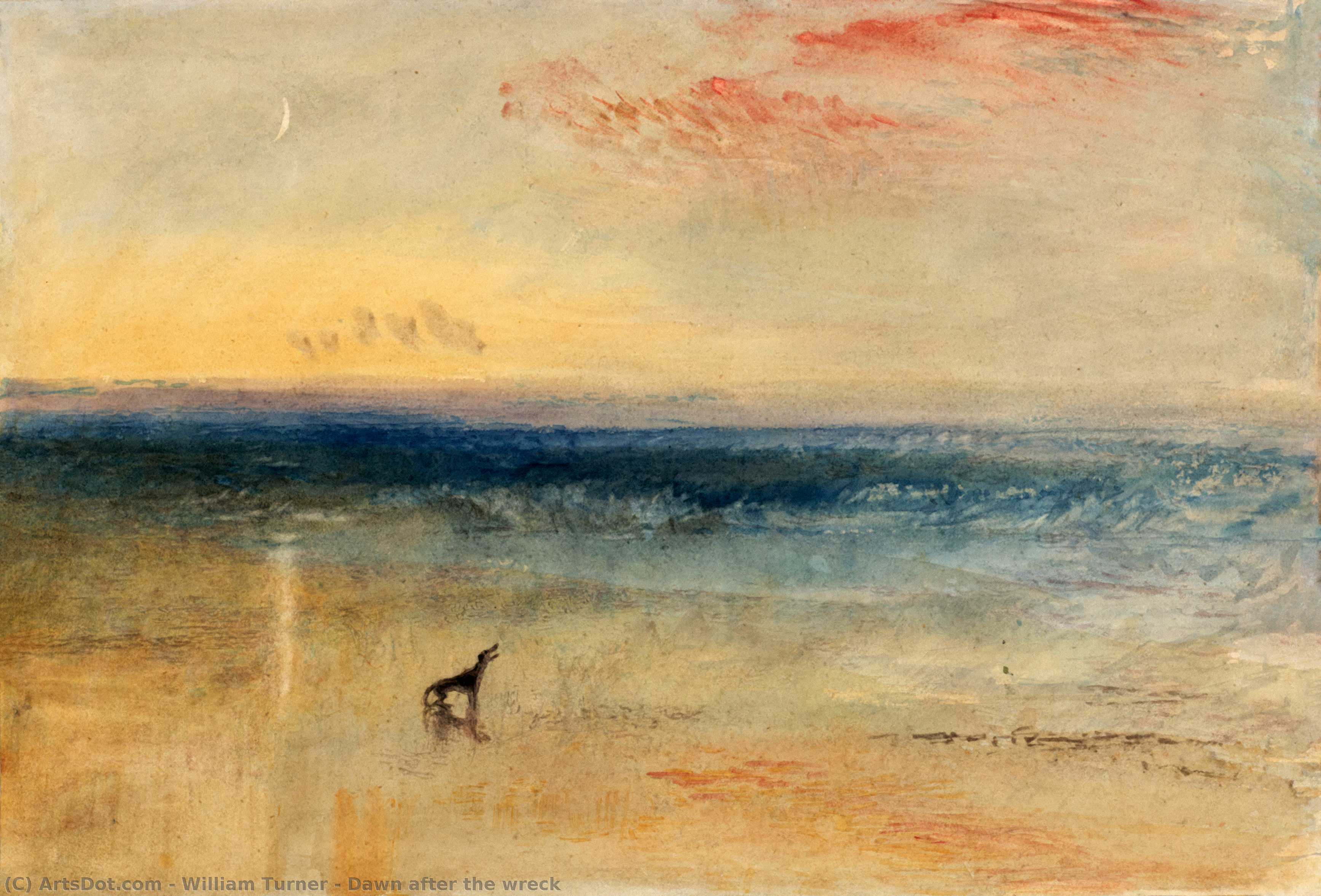 Wikioo.org - สารานุกรมวิจิตรศิลป์ - จิตรกรรม William Turner - Dawn after the wreck