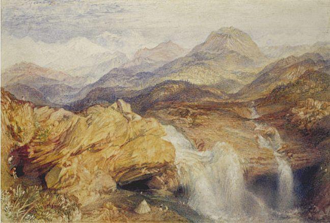 WikiOO.org - Енциклопедия за изящни изкуства - Живопис, Произведения на изкуството William Turner - Falls near the Source of the Jumna in the Himalayas