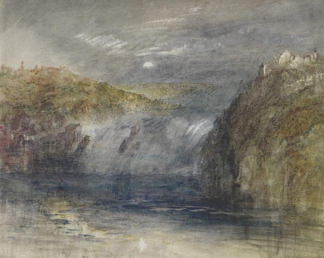 WikiOO.org - دایره المعارف هنرهای زیبا - نقاشی، آثار هنری William Turner - Falls of the Rhine at Schaffhausen, Moonlight